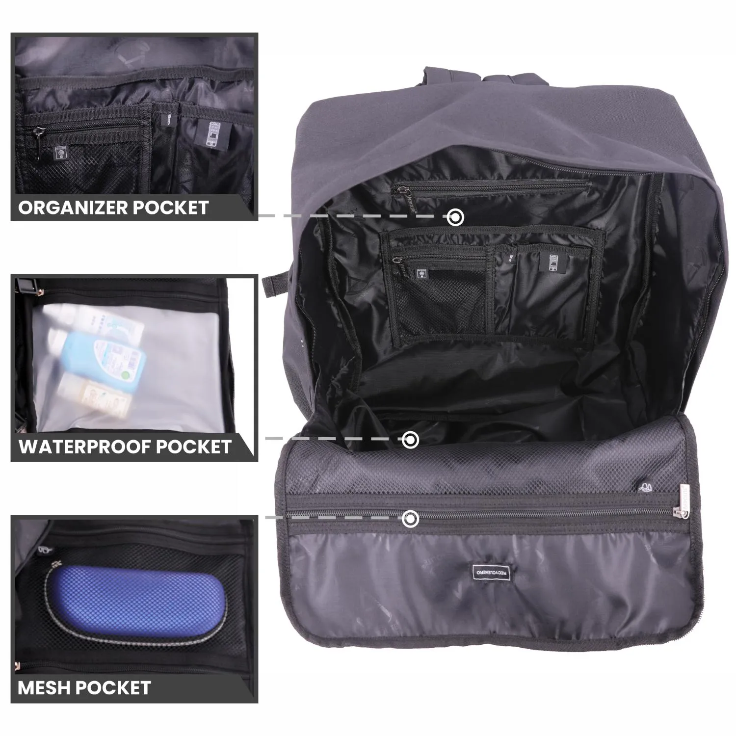 Aerolite 40x20x25cm Ryanair Maximum Premium Eco-Friendly Backpack With Removable Small Carry Pouch, Shower-Resistant Cabin Rucksack with 10 Years Brand Warranty