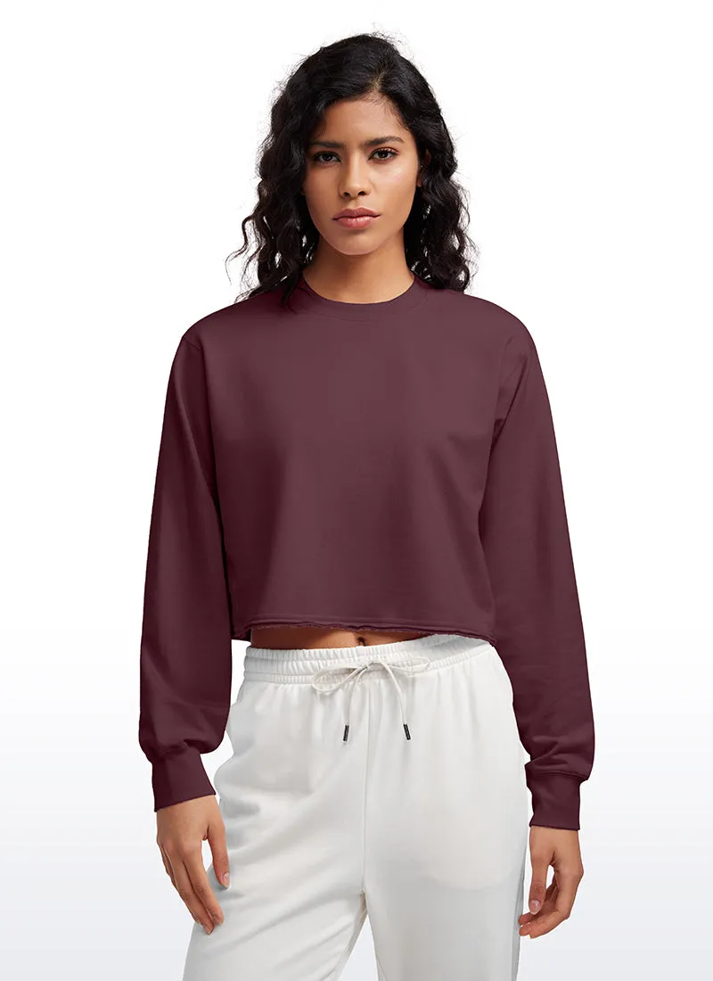 Amenity Double Raw Hem Sweatshirts Crew Neck