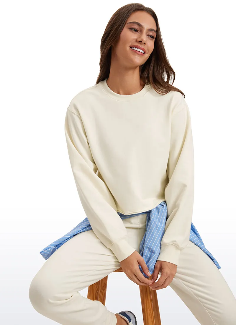 Amenity Double Raw Hem Sweatshirts Crew Neck