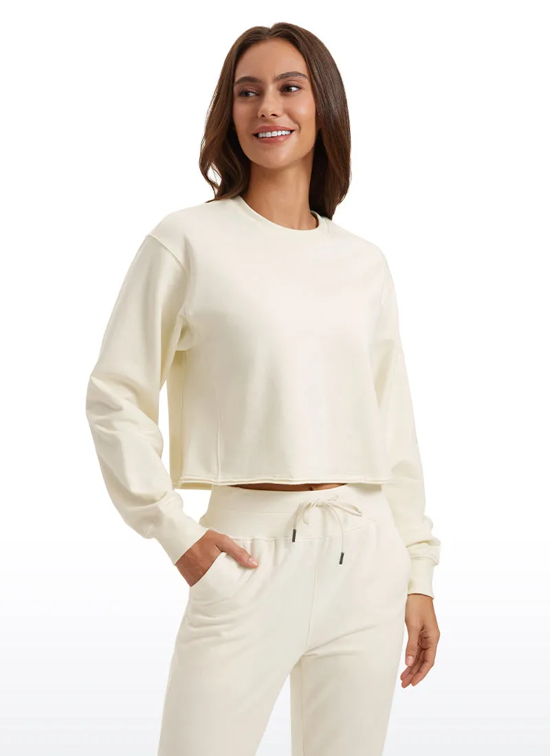 Amenity Double Raw Hem Sweatshirts Crew Neck