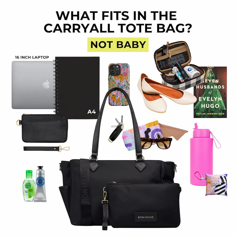 Carryall Tote   Pouch --  Black Gingham
