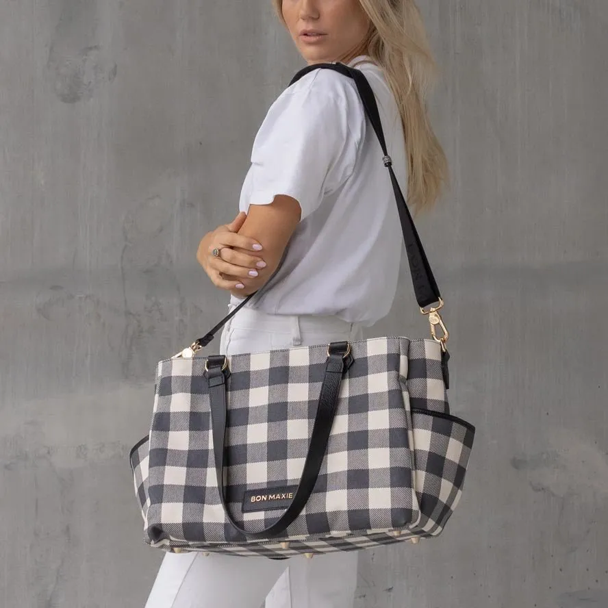 Carryall Tote   Pouch --  Black Gingham