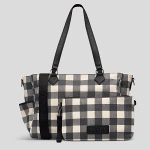 Carryall Tote   Pouch --  Black Gingham