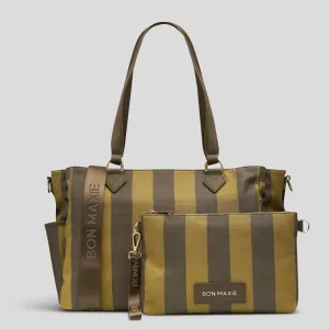 Carryall Tote   Pouch -- Khaki Stripe