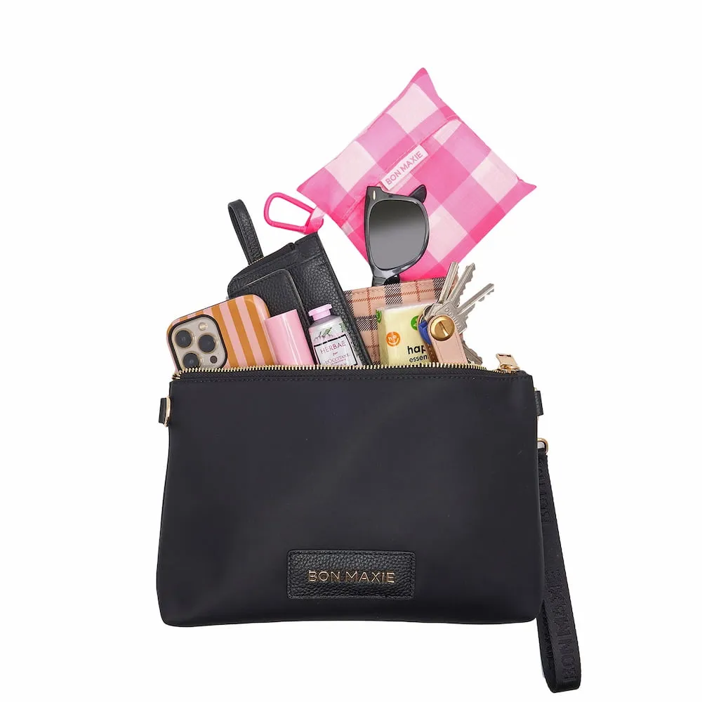 Carryall Tote   Pouch -- Neon Pink Gingham
