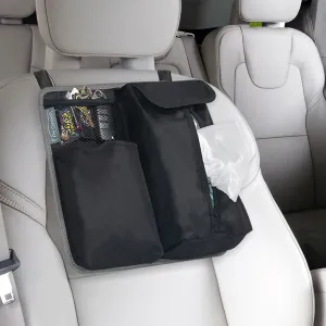 E-Z Travel Hanging Car Organizer with Tissue Dispenser Gray