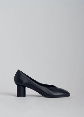 Pump Heel in Smooth Leather - Black