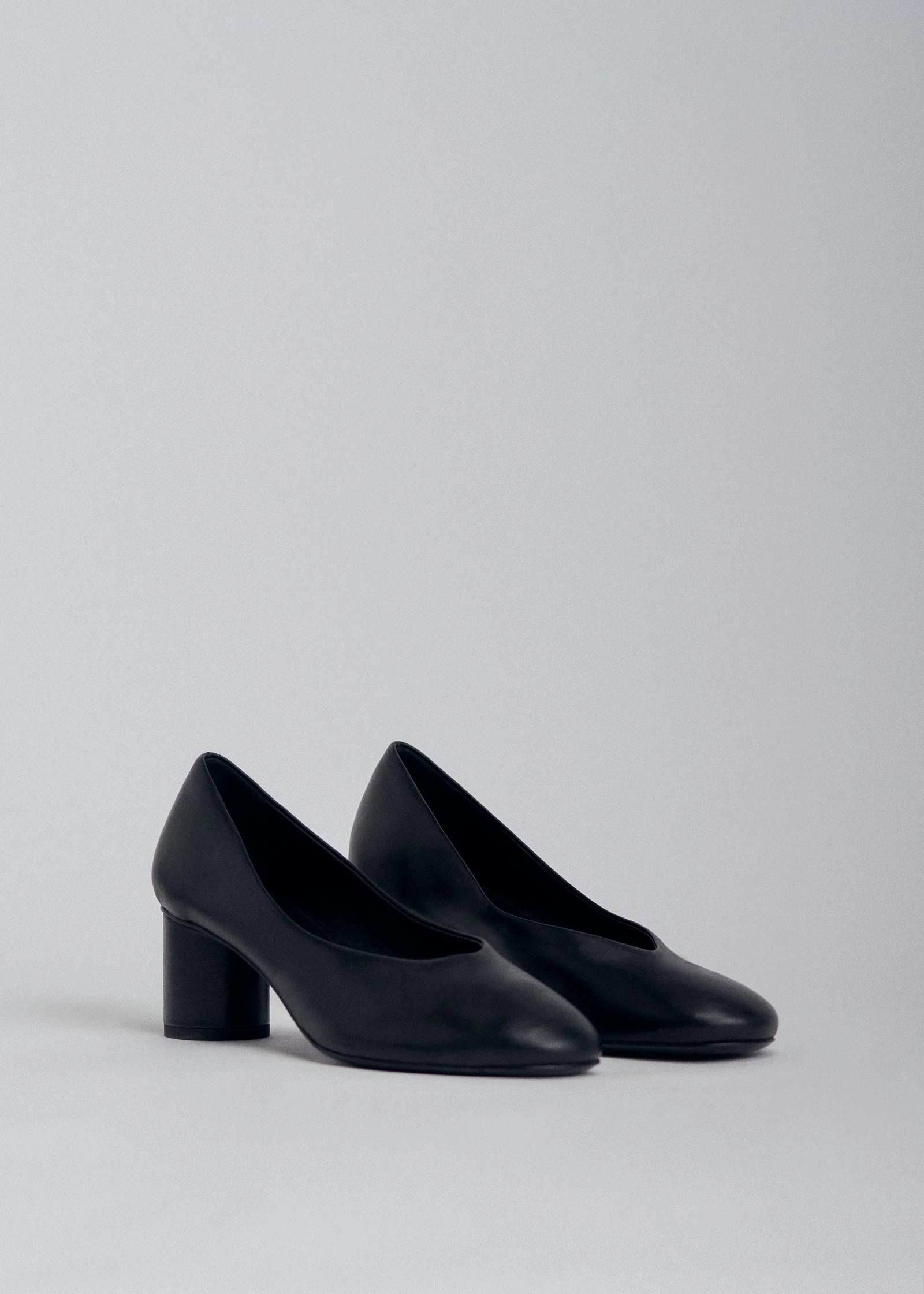 Pump Heel in Smooth Leather - Black