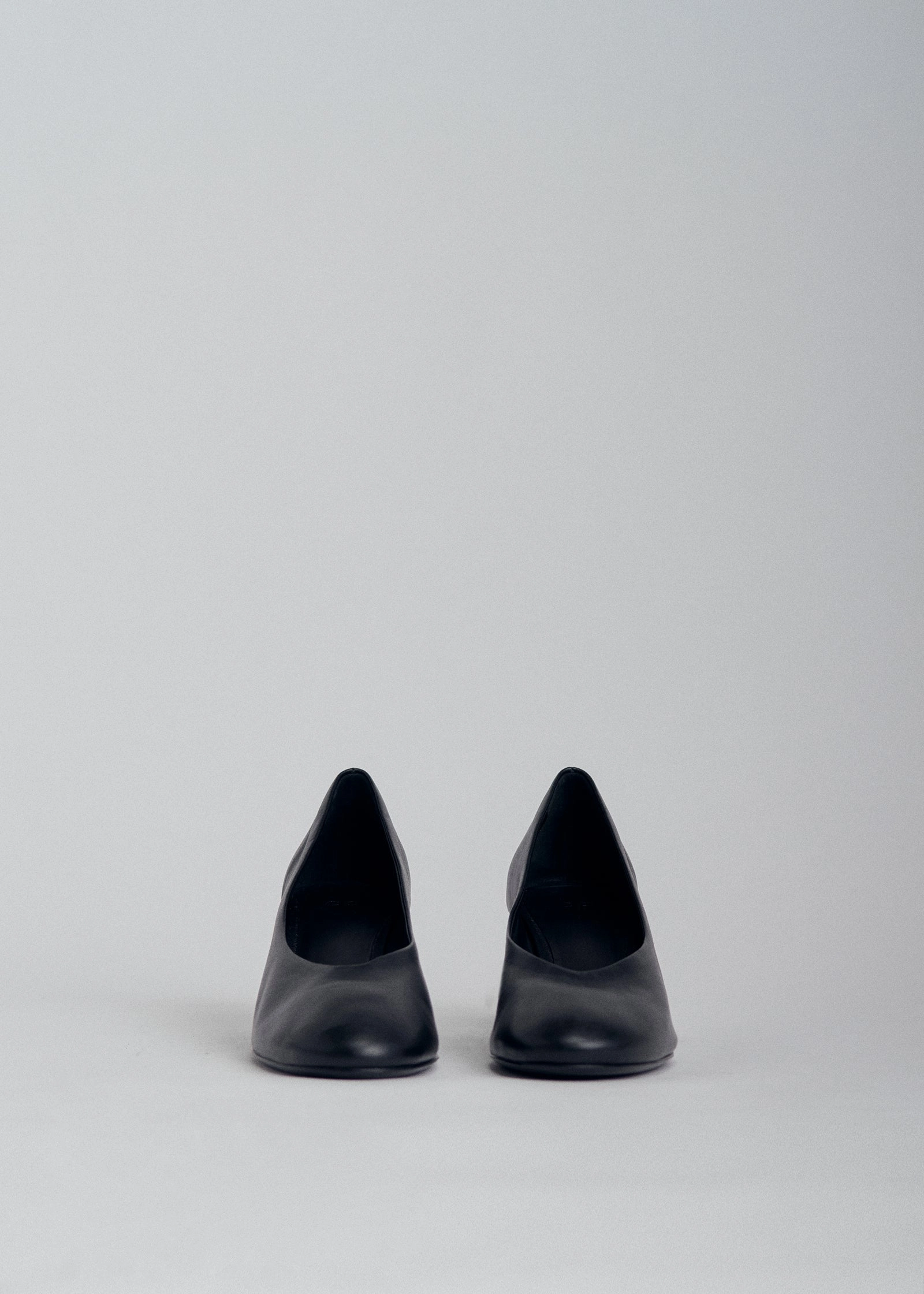 Pump Heel in Smooth Leather - Black