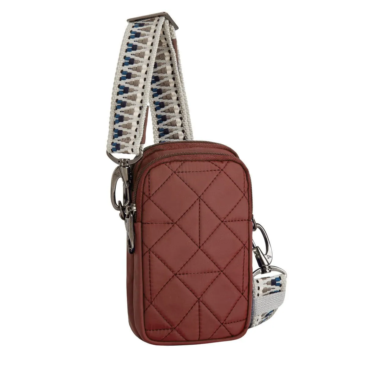 Travelon Anti-Theft Boho 2 Compartment Phone Crossbody - Geo Paprika